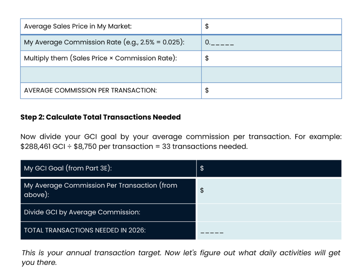 GCI & Transaction Goal Calculator